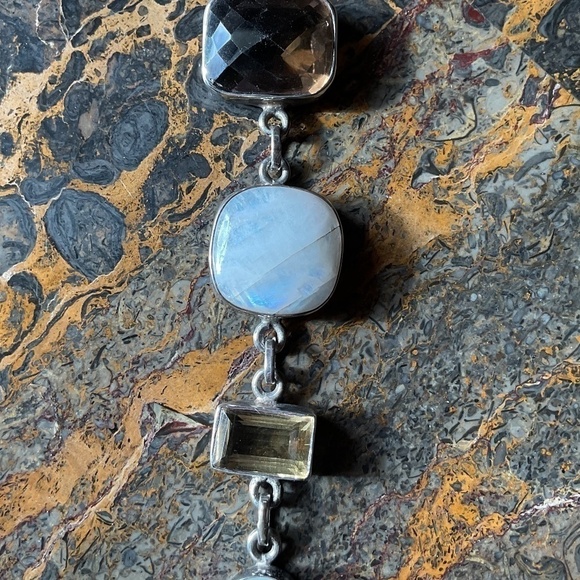 Sterling Silver 925 Smoke Topaz/Moon Stone/Citrine beautiful bracelet - Picture 5 of 11